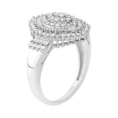Jewelexcess 1 Carat T.W. Diamond Sterling Silver Marquise Ring