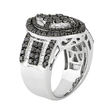 Jewelexcess 2 Carat T.W. Black & White Diamond Sterling Silver Marquise Ring