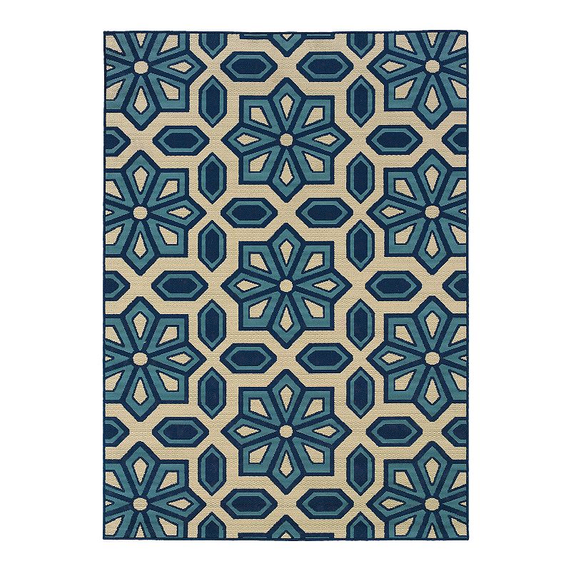 StyleHaven Cayman Geometric Indoor Outdoor Rug, Blue, 5X7.5 Ft