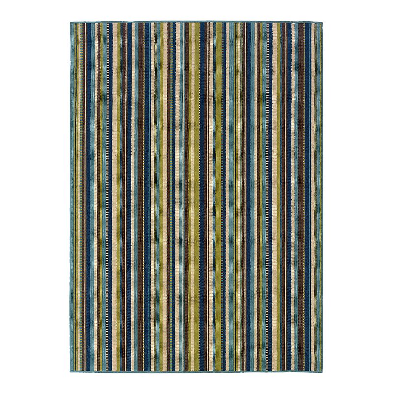 StyleHaven Cayman Striped Indoor Outdoor Rug, Blue, 5X7.5 Ft