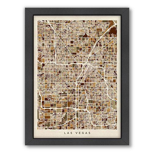 Americanflat Michael Tompsett ''Las Vegas Street Map'' Framed Wall Art