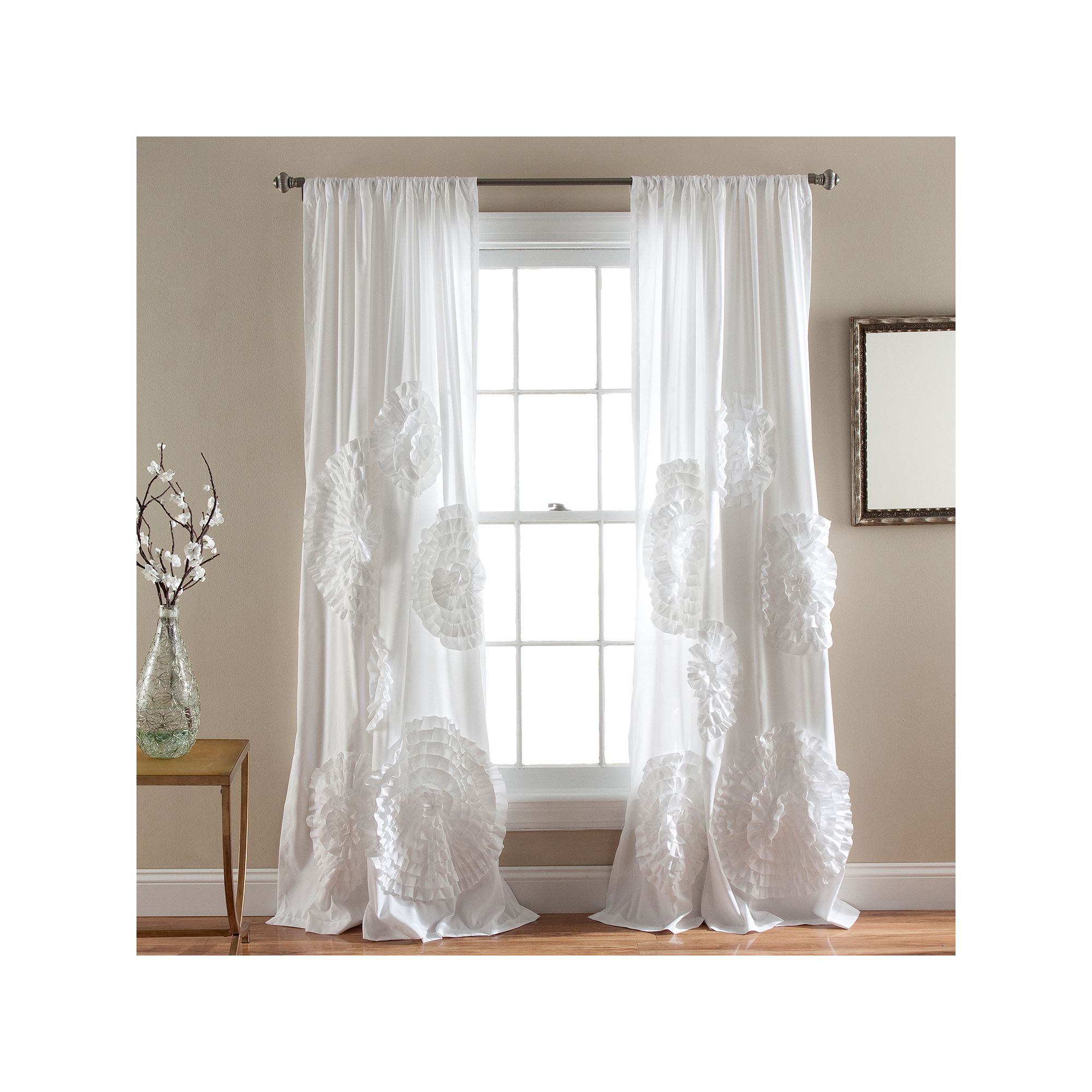 Lush Decor 1-Panel Serena Window Curtain, White