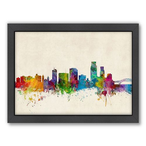 Americanflat Michael Tompsett ''Corpus Christie Skyline'' Framed Wall Art