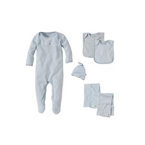 Baby Boy Burt's Bees Baby Organic Coverall, Bib & Burp Cloth Set