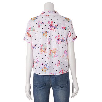 SO® Button-Front Camp Shirt - Juniors