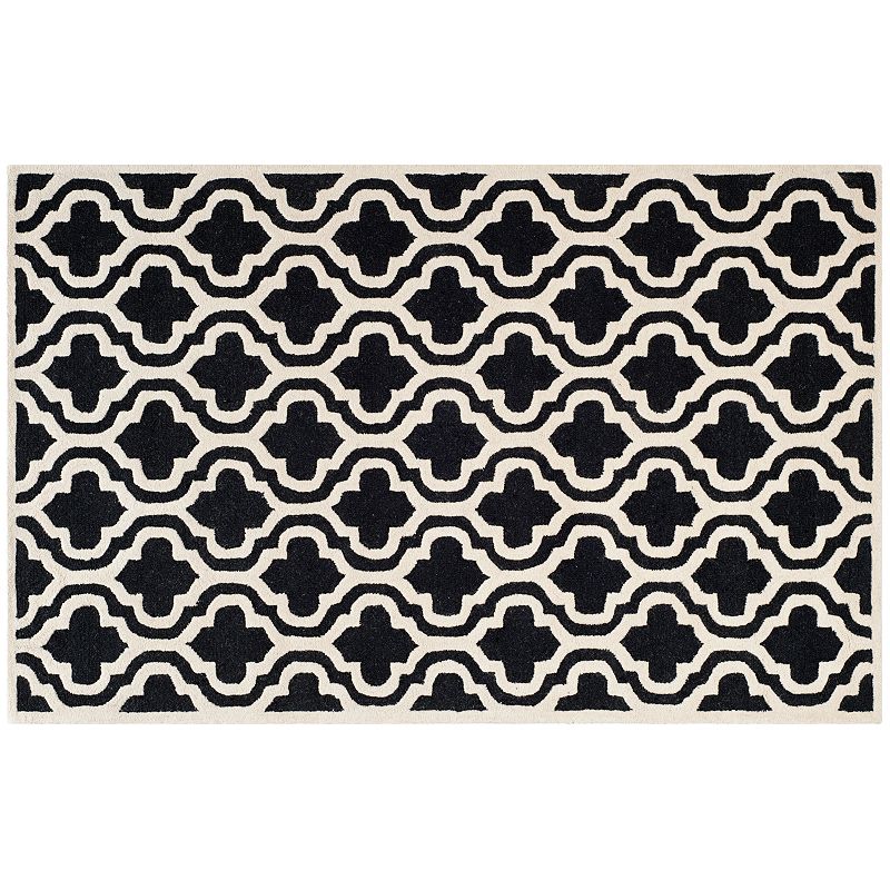 Safavieh Cambridge Trellis Wool Rug, Black, 6Ft Rnd