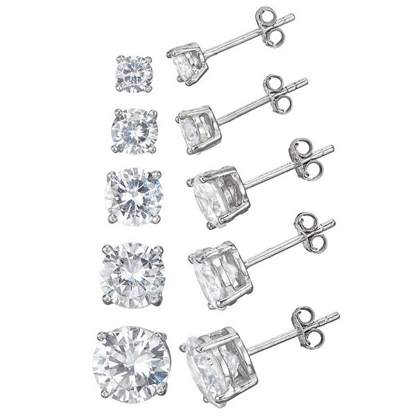 Designs by Gioelli Cubic Zirconia Sterling Silver Stud Earring Set