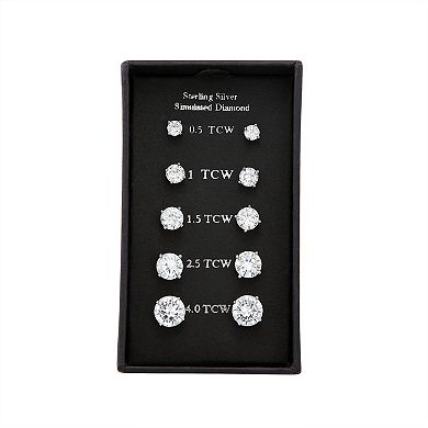 Cubic Zirconia Sterling Silver Stud Earring Set