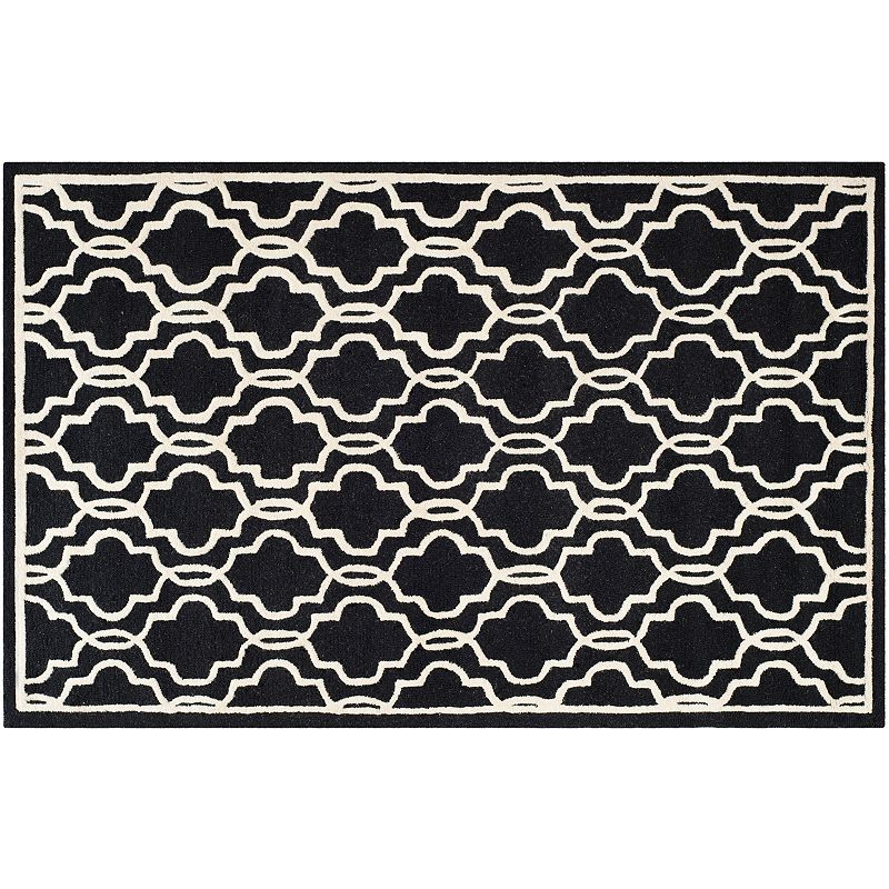 Safavieh Cambridge Trellis Overlap Wool Rug, Black, 5X8 Ft