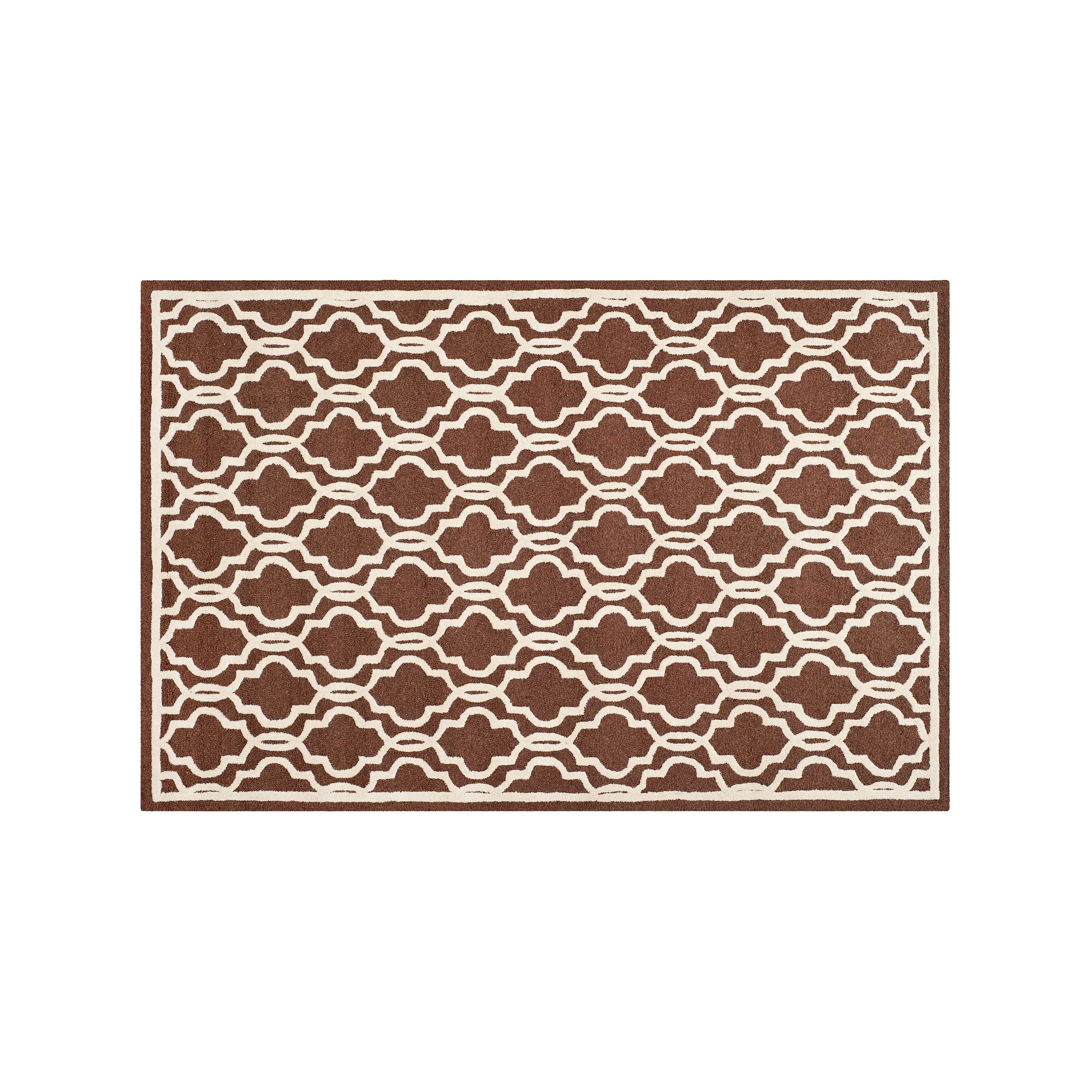 Safavieh Cambridge Trellis Overlap Wool Rug, Dark Brown Ivory