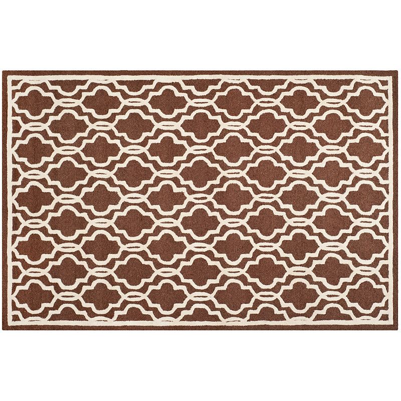 Safavieh Cambridge Trellis Overlap Wool Rug, Dark Brown, 6X9 Ft