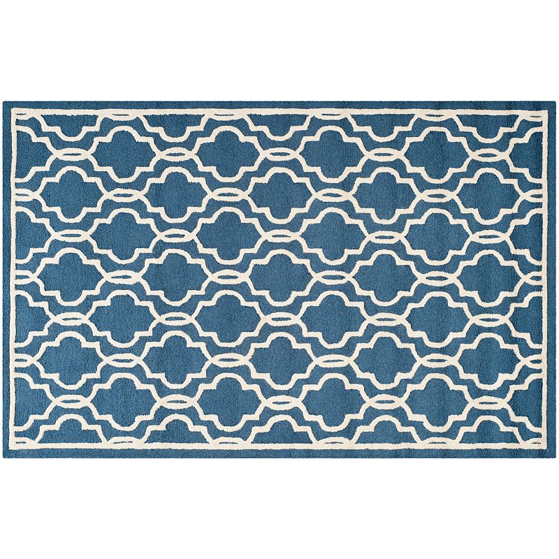 Safavieh Cambridge Trellis Overlap Wool Rug, Blue, 6Ft Rnd