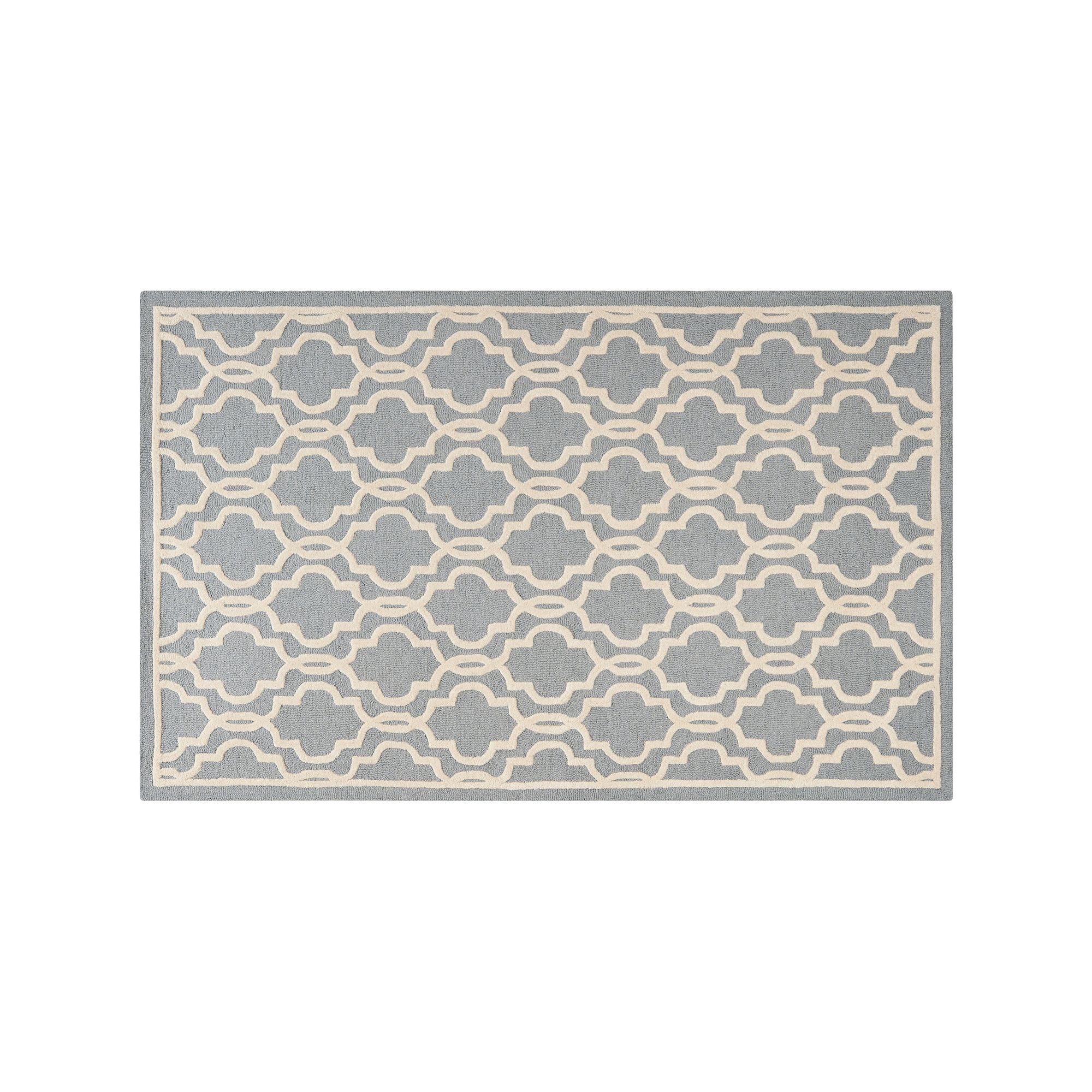 Safavieh Cambridge Trellis Overlap Wool Rug, Silver Ivory