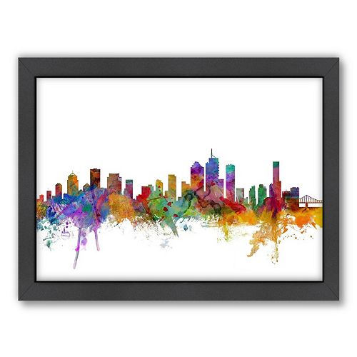 Americanflat Michael Tompsett ''Brisbane Skyline II'' Framed Wall Art