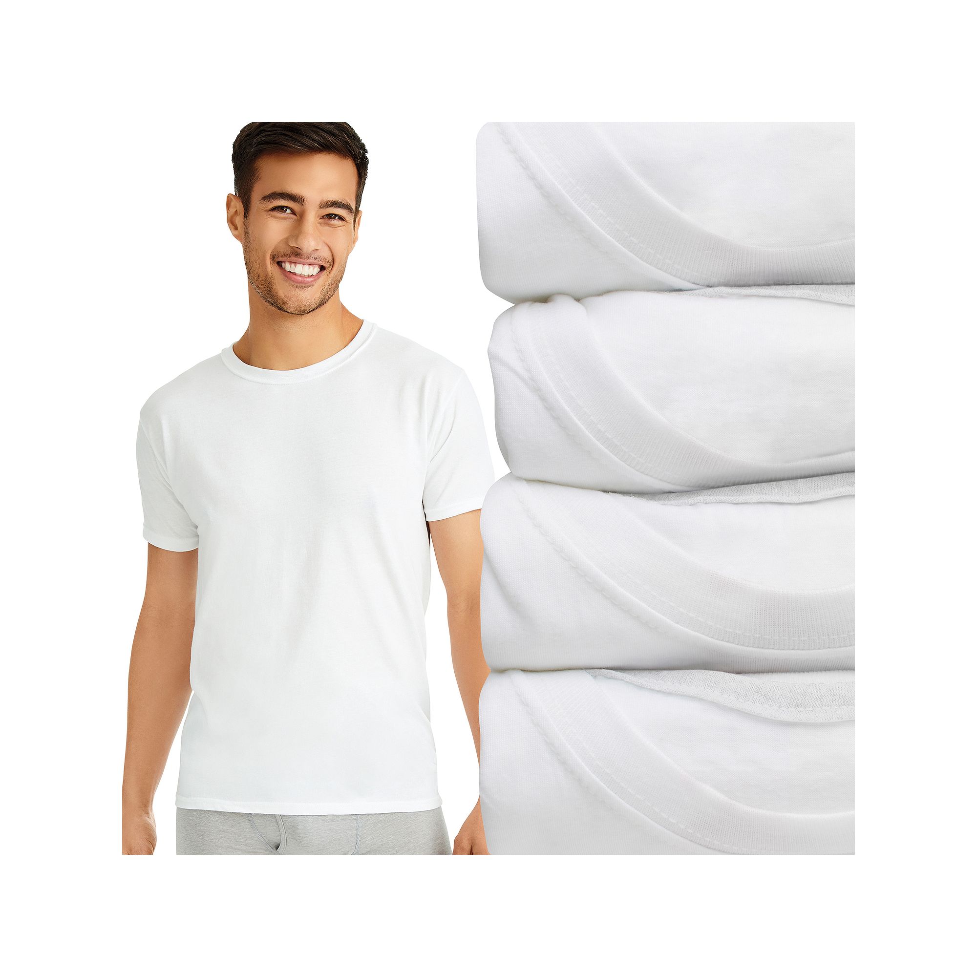 Hanes Ultimate 4-Pack Mens Slim-Fit Crewneck Undershirt, Size: XXL, White