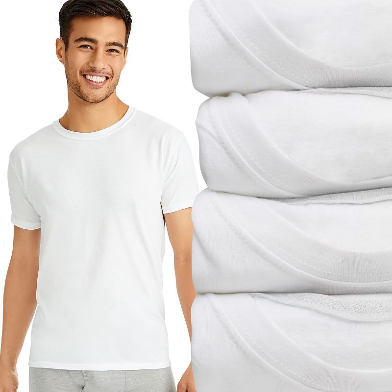 Mens Hanes Ultimate 4-pack Slim-Fit Tees, Size: XXL, White