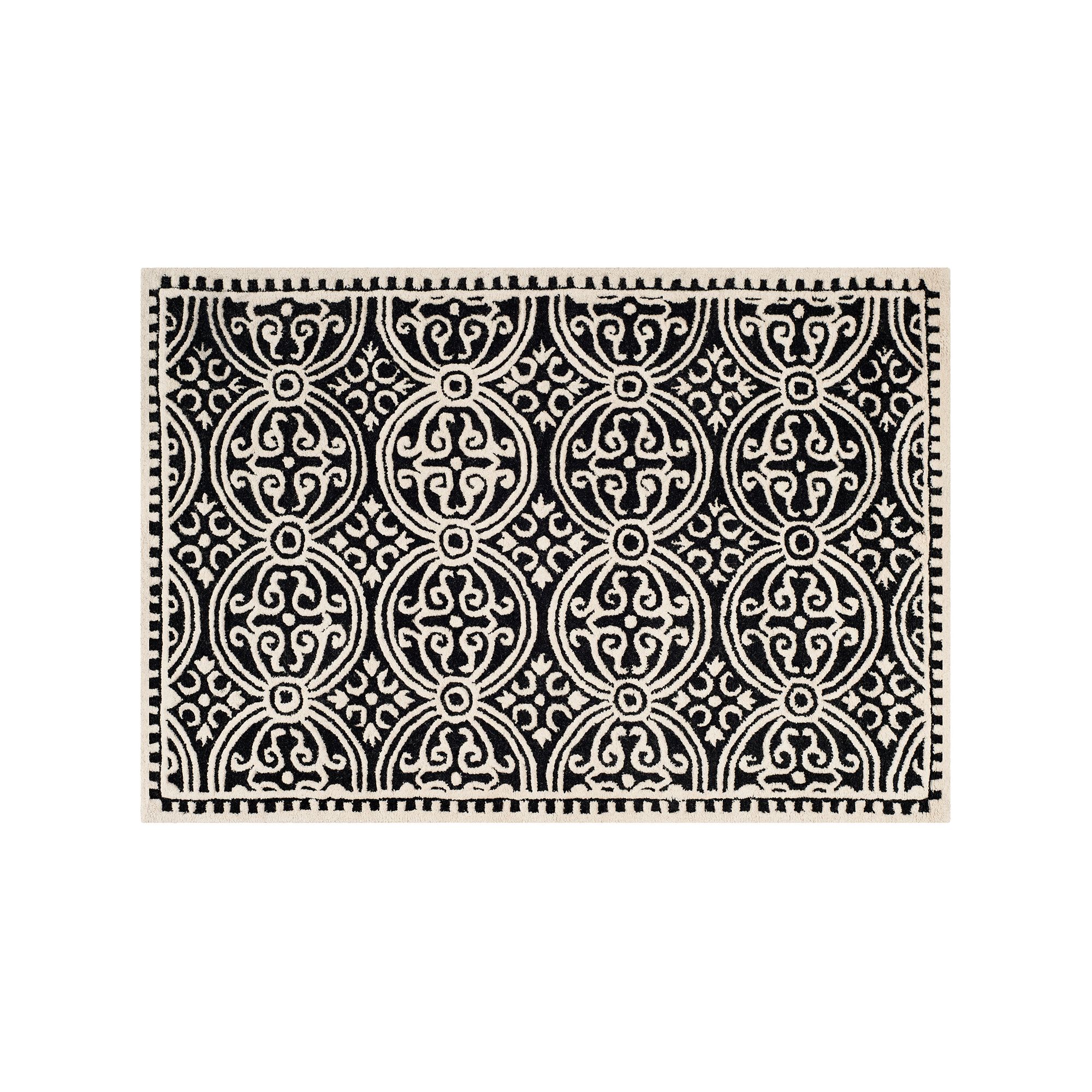 Safavieh Cambridge Ornate Geometric Wool Rug, Black Ivory