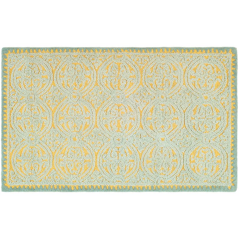 Safavieh Cambridge Ornate Geometric Wool Rug, Blue, 6Ft Rnd