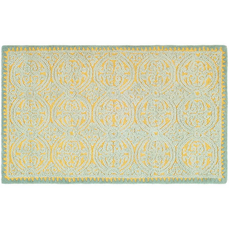 Safavieh Cambridge Ornate Geometric Wool Rug, Blue, 6Ft Rnd