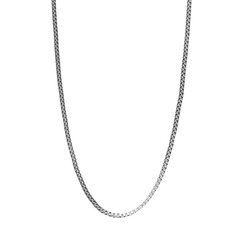 Blue La Rue Stainless Steel Box Chain Necklace, Womens, Size: 30, Grey