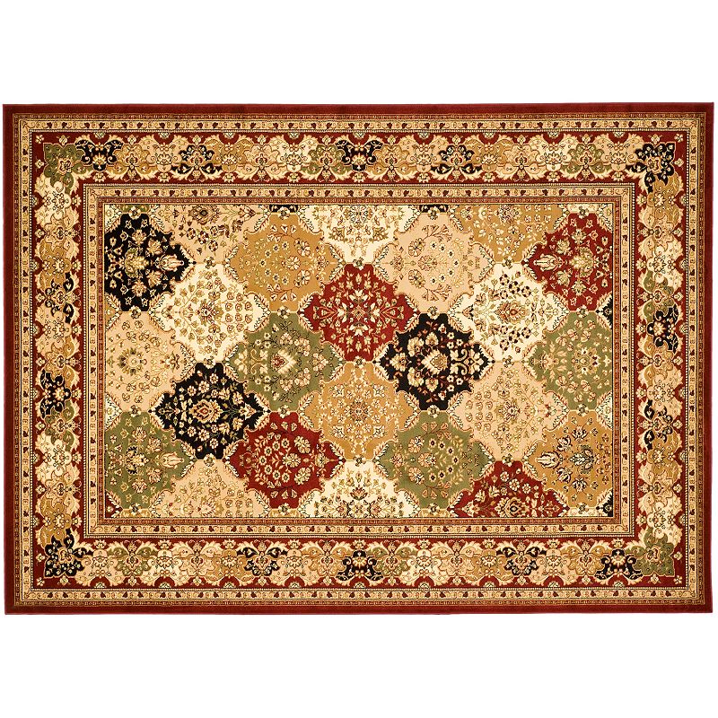 Safavieh Lyndhurst Framed Diamonds Rug, Multi Red, 8Ft Rnd
