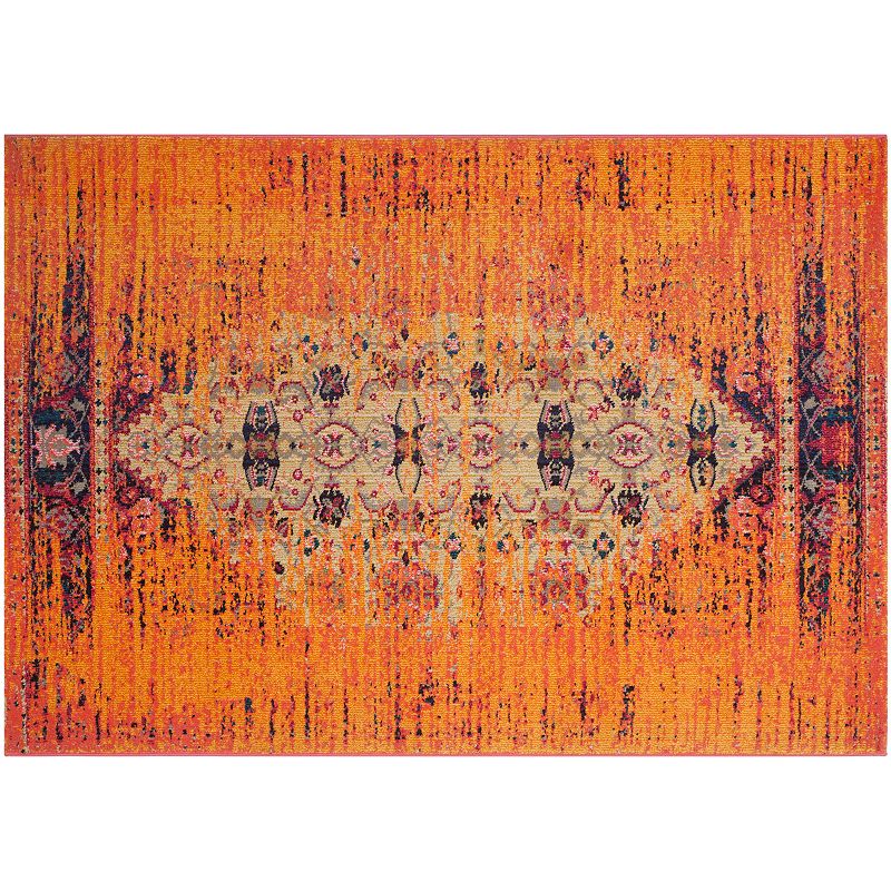 Safavieh Monaco Distressed Orange Geometric Rug, 8X11 Ft