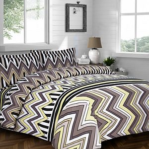 Chevron Stripe 3-pc. Flannel Luxury Duvet Cover Set