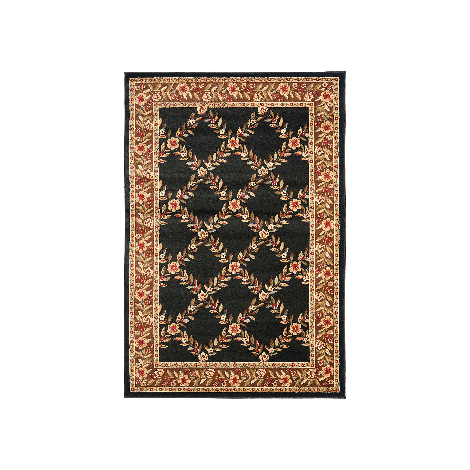 Safavieh Lyndhurst Framed Lattice Floral Rug, Black Brown