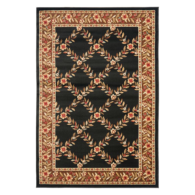 Safavieh Lyndhurst Framed Floral Rug, Black, 5X7.5 Ft