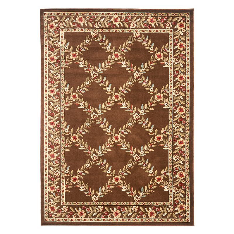 Safavieh Lyndhurst Framed Floral Rug, Brown, 8X11 Ft