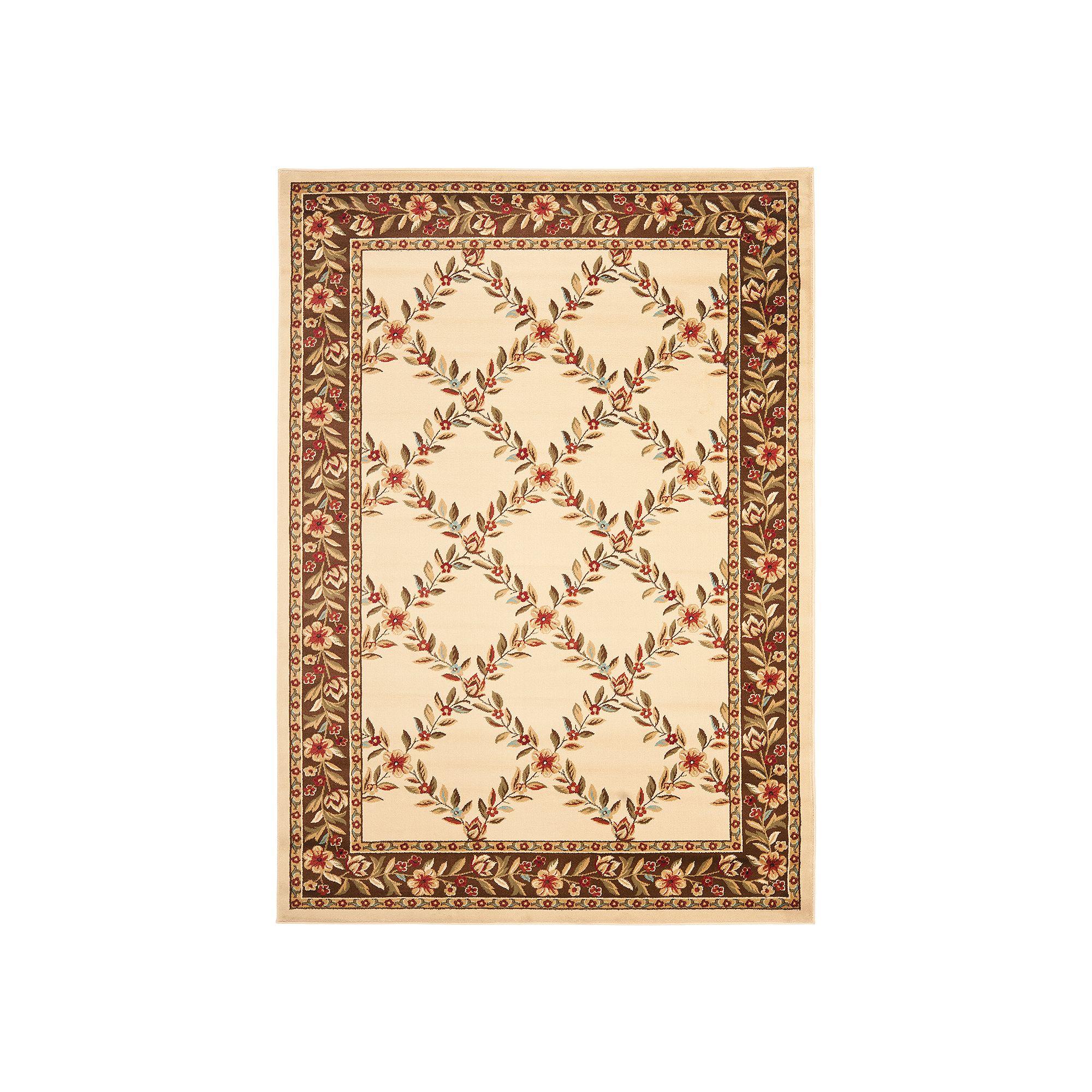 Safavieh Lyndhurst Framed Lattice Floral Rug, Ivory Brown
