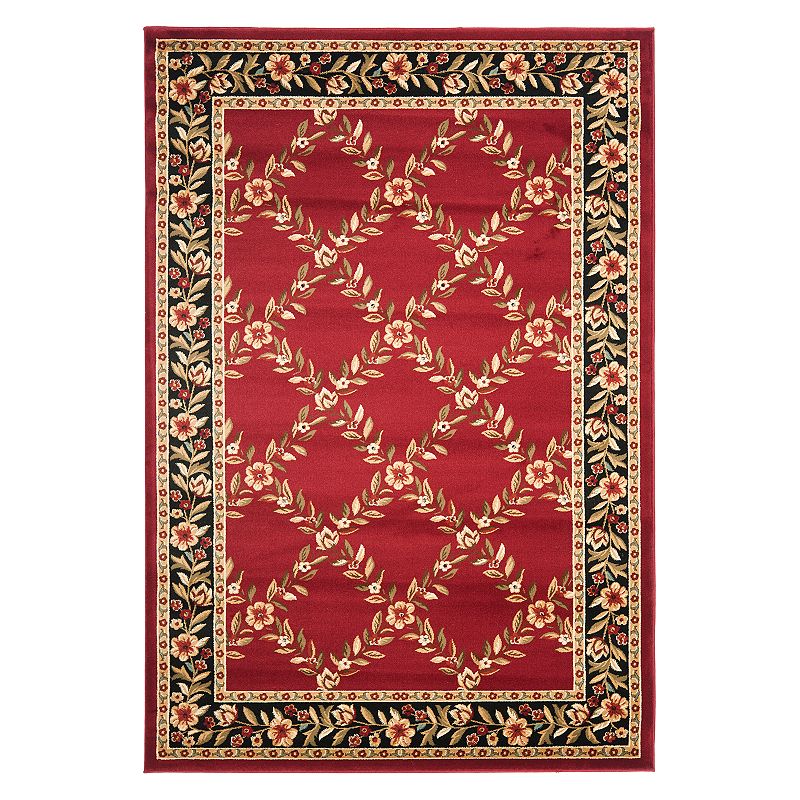 Safavieh Lyndhurst Framed Floral Rug, Red, 5X7.5 Ft