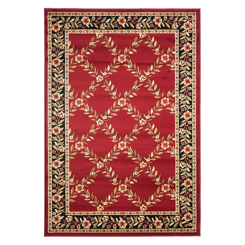 Safavieh Lyndhurst Framed Floral Rug, Red, 2X16 Ft