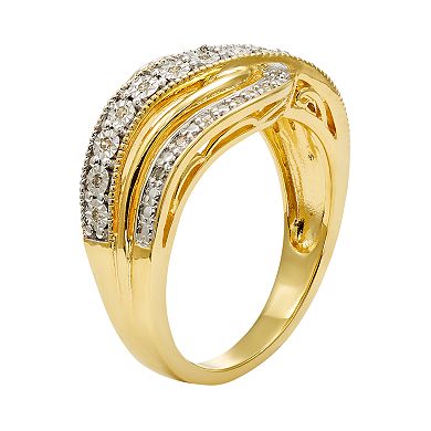 1/10 Carat T.W. Diamond 14k Gold Vermeil Wave Ring