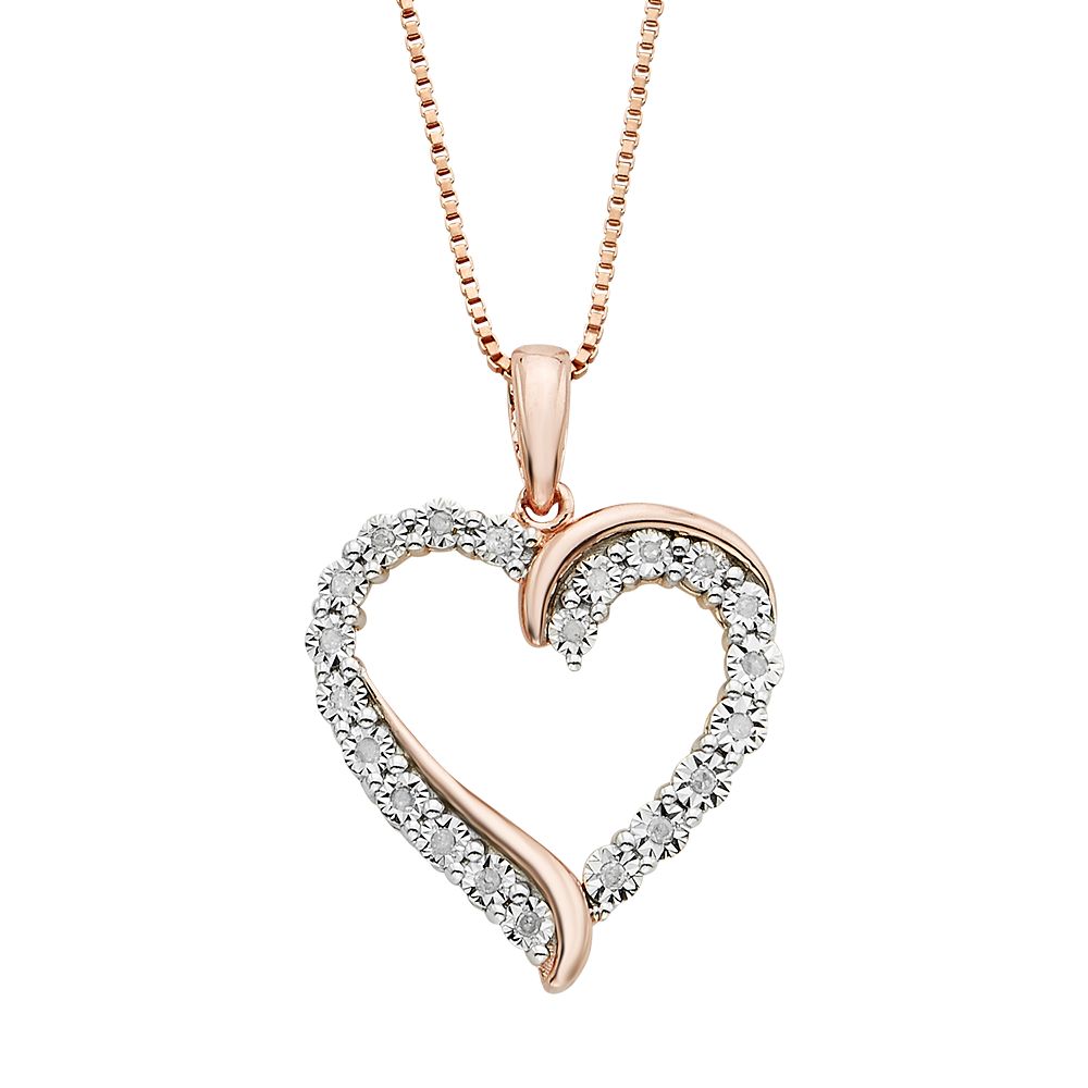 Rose gold deals diamond heart pendant