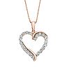1/10 Carat T.W. Diamond 14k Rose Gold Vermeil Heart Pendant Necklace