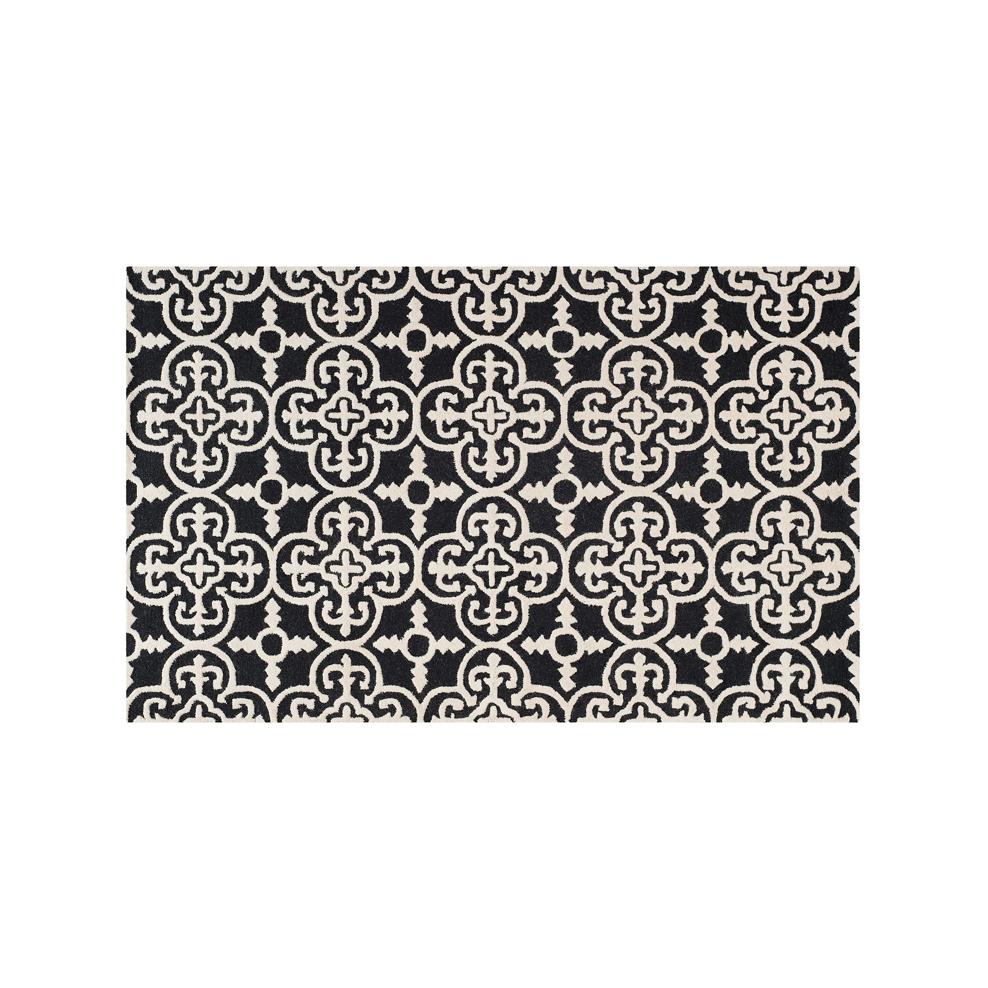Safavieh Cambridge Ornate Clover Wool Rug, Black Ivory