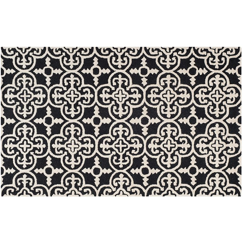 Safavieh Cambridge Ornate Clover Wool Rug, Black, 5X8 Ft