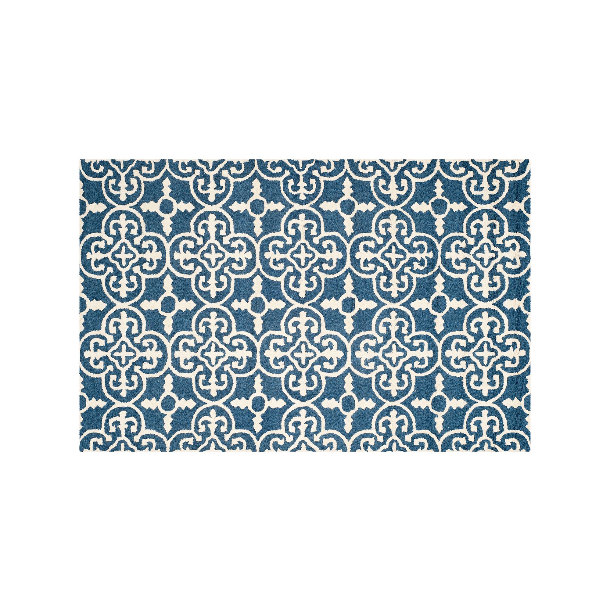 Safavieh Cambridge Ornate Clover Wool Rug, Navy Ivory