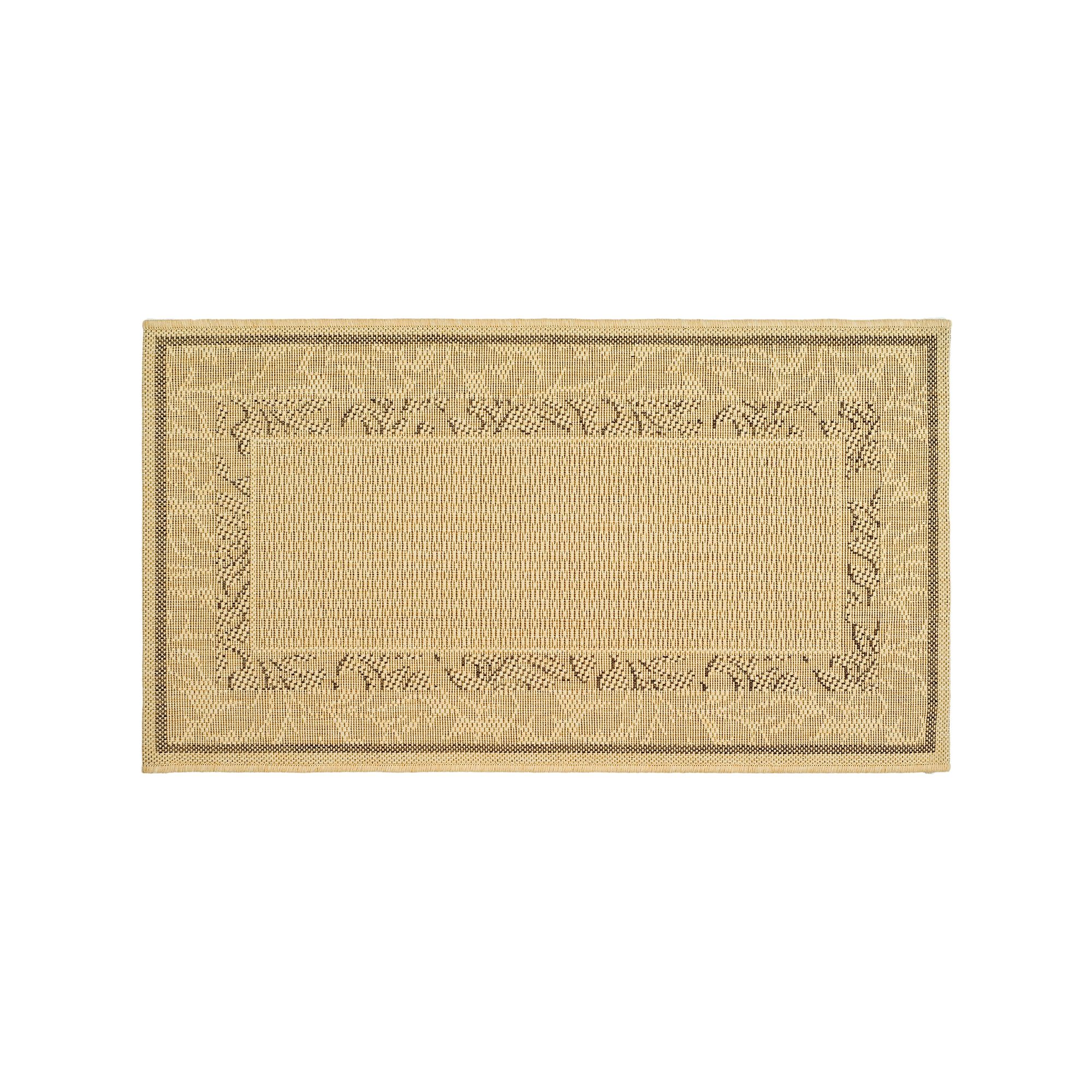 Safavieh Courtyard Leaves Framed Indoor Outdoor Rug, Natural Brown
