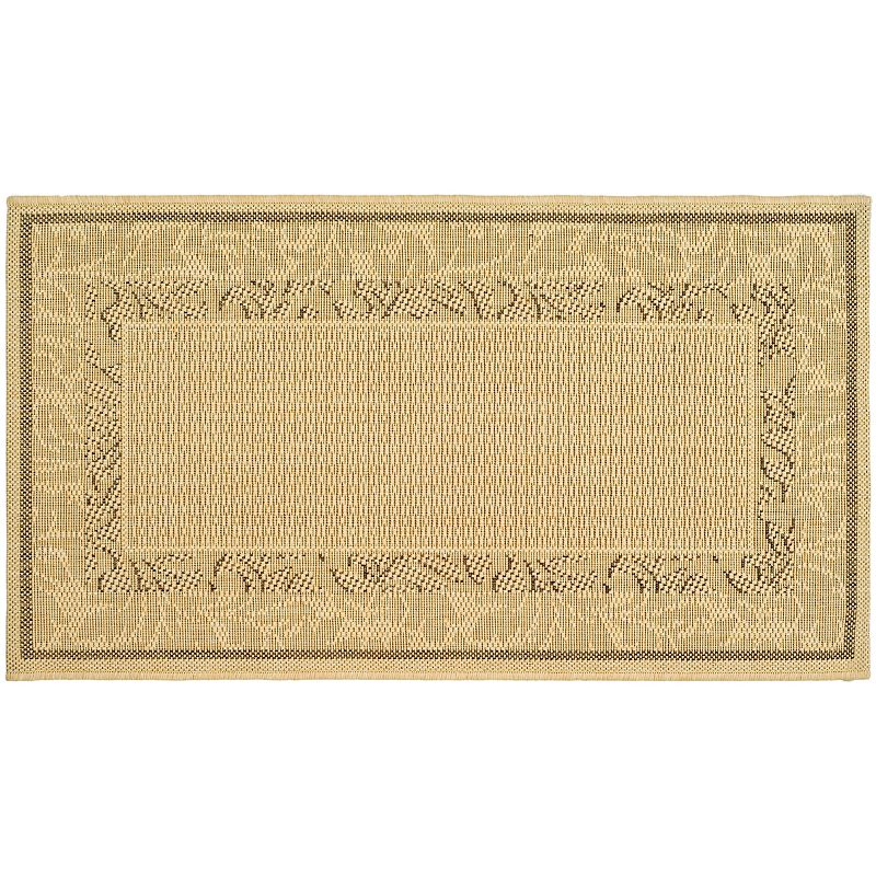 Safavieh Courtyard Leaves Framed Indoor Outdoor Rug, Beig/Green, 8X11 Ft