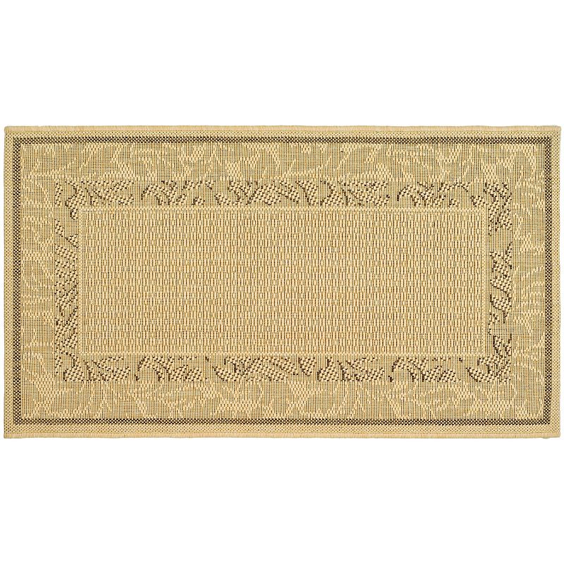 Safavieh Courtyard Leaves Framed Indoor Outdoor Rug, Beig/Green, 8X11 Ft