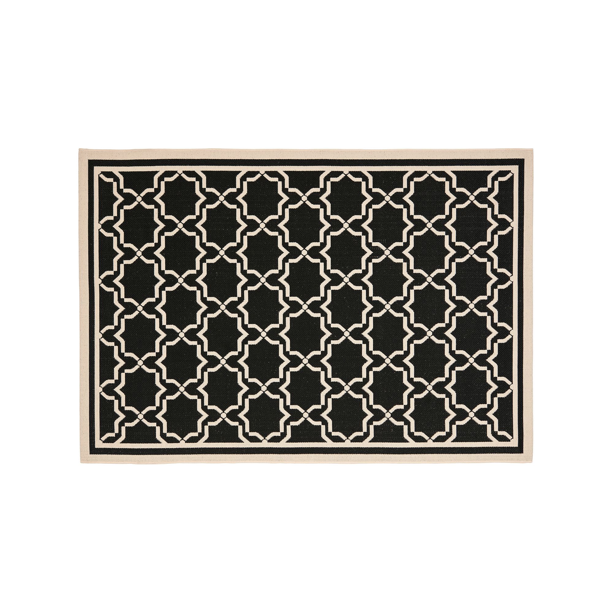 Safavieh Courtyard Geometric Lattice Indoor Outdoor Rug, Black Beige