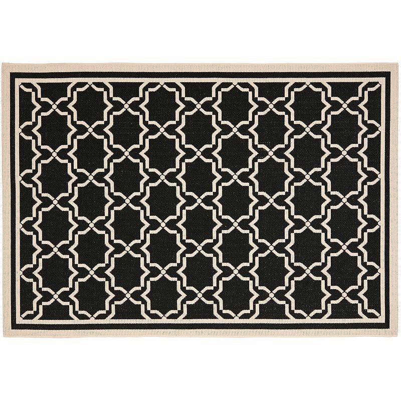 Safavieh Courtyard Geometric Lattice Indoor Outdoor Rug, Black, 6.5Ft Rnd