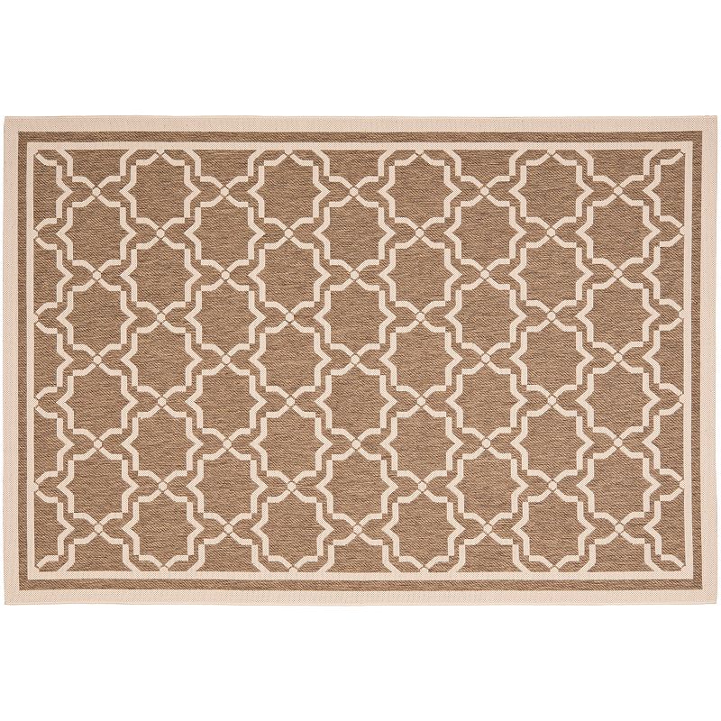 Safavieh Courtyard Geometric Lattice Indoor Outdoor Rug, Brown, 6.5Ft Rnd