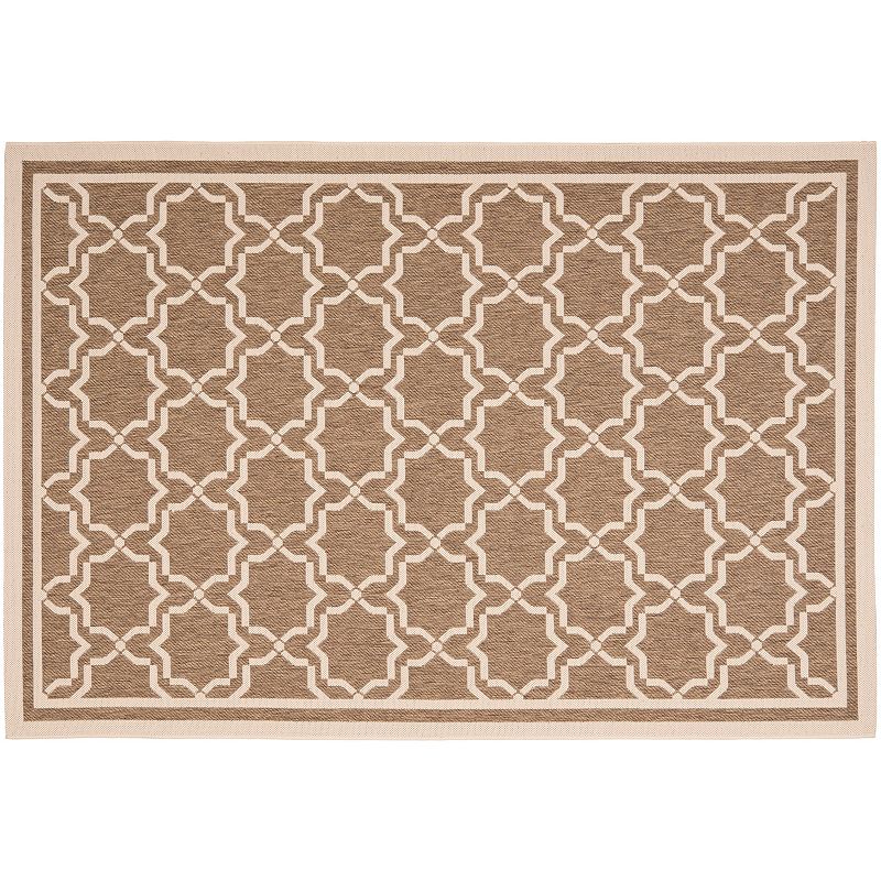 Safavieh Courtyard Geometric Lattice Indoor Outdoor Rug, Brown, 6.5Ft Rnd