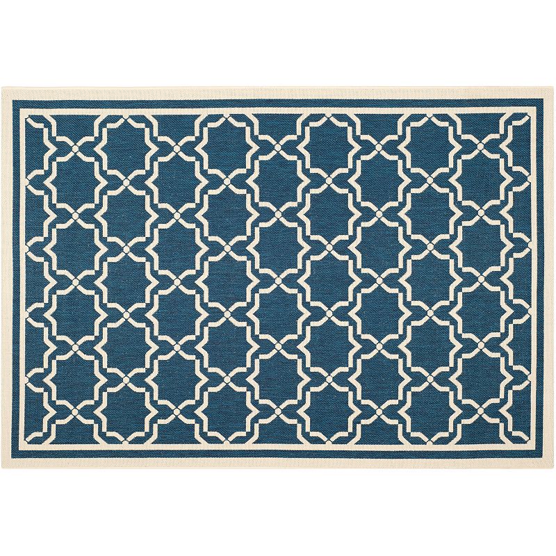 Safavieh Courtyard Geometric Lattice Indoor Outdoor Rug, Blue, 6.5Ft Rnd