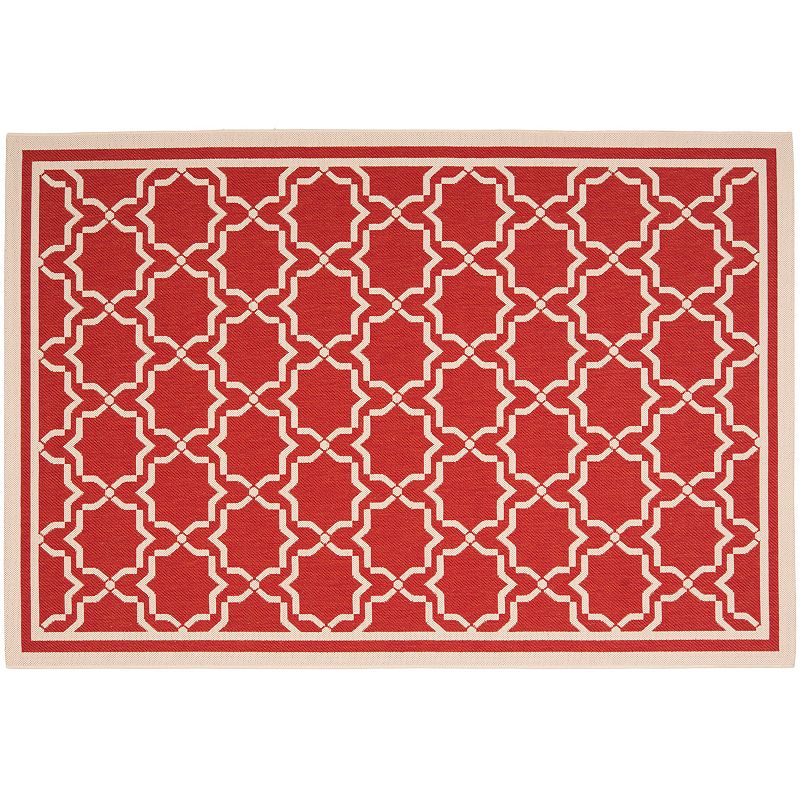 Safavieh Courtyard Geometric Lattice Indoor Outdoor Rug, Red, 6.5Ft Rnd