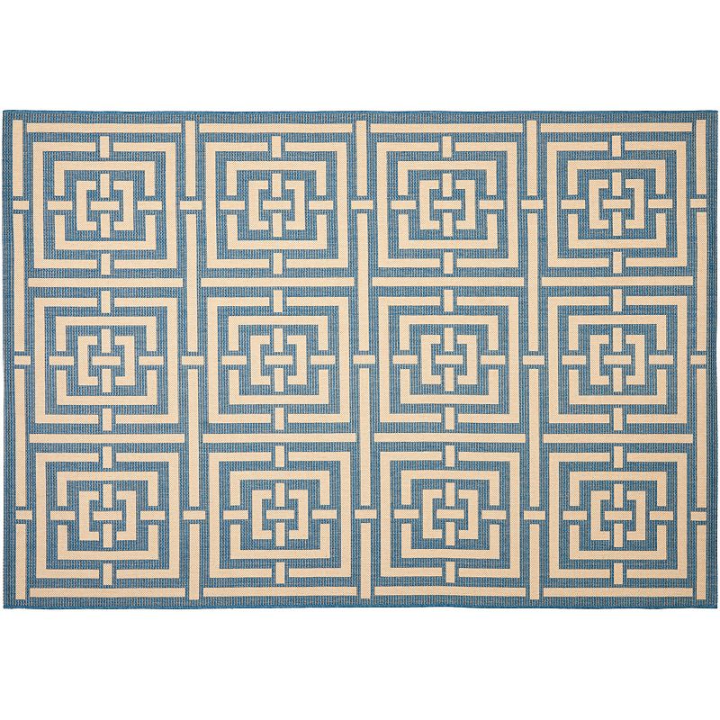Safavieh Courtyard Geometric Indoor Outdoor Rug, Blue, 6.5X9.5 Ft