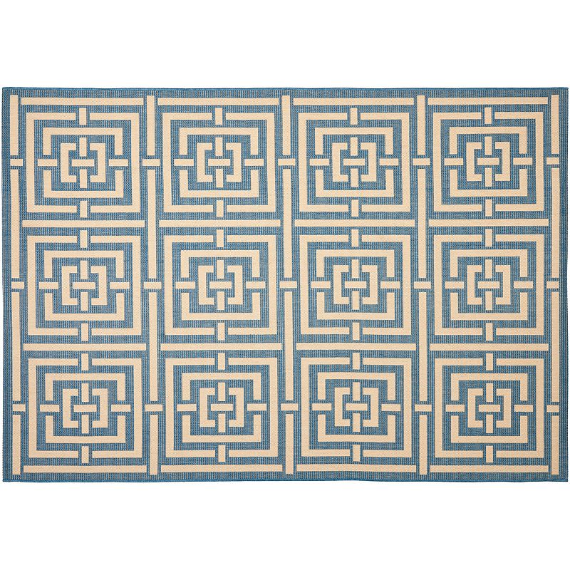 Safavieh Courtyard Geometric Indoor Outdoor Rug, Blue, 6.5X9.5 Ft